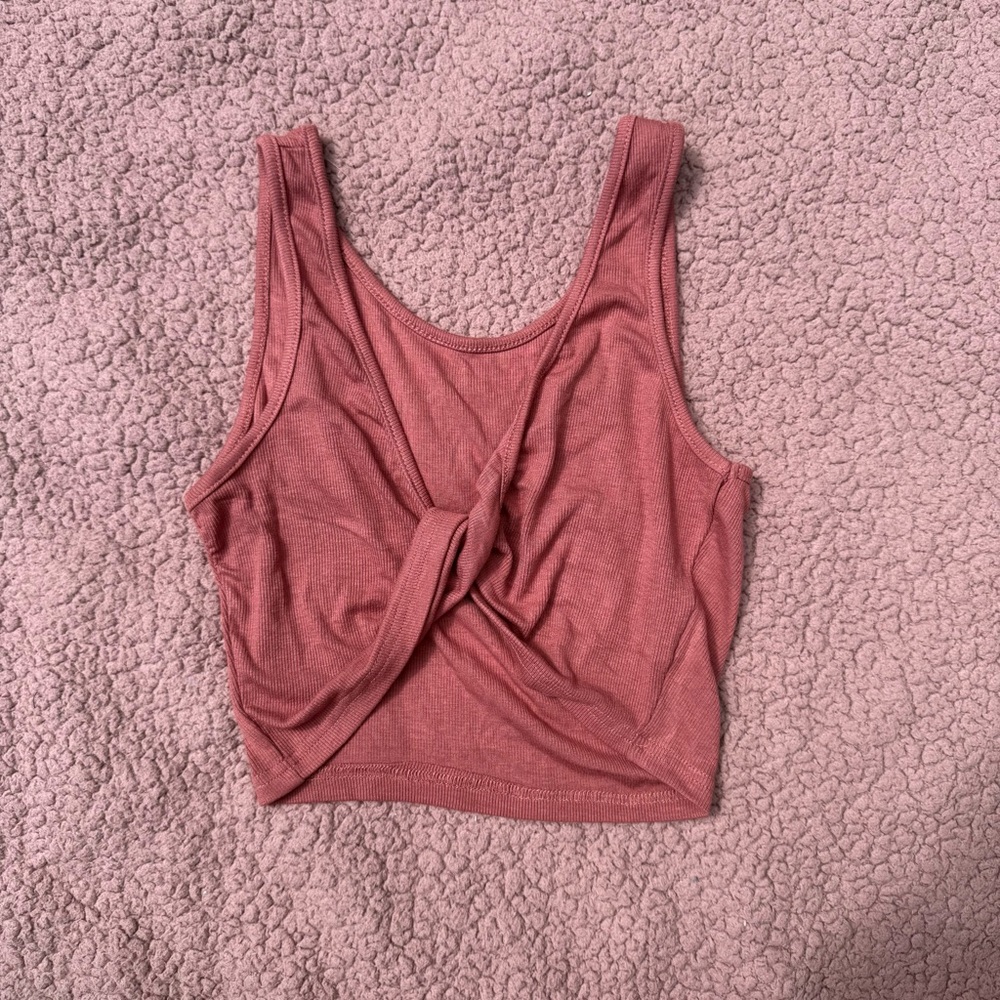 Twist Front Pink Tank Top